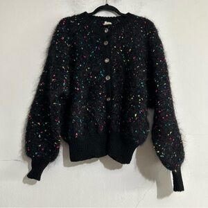 Vintage High Country Pure New Wool Multicolor Speckled Knit Cardigan